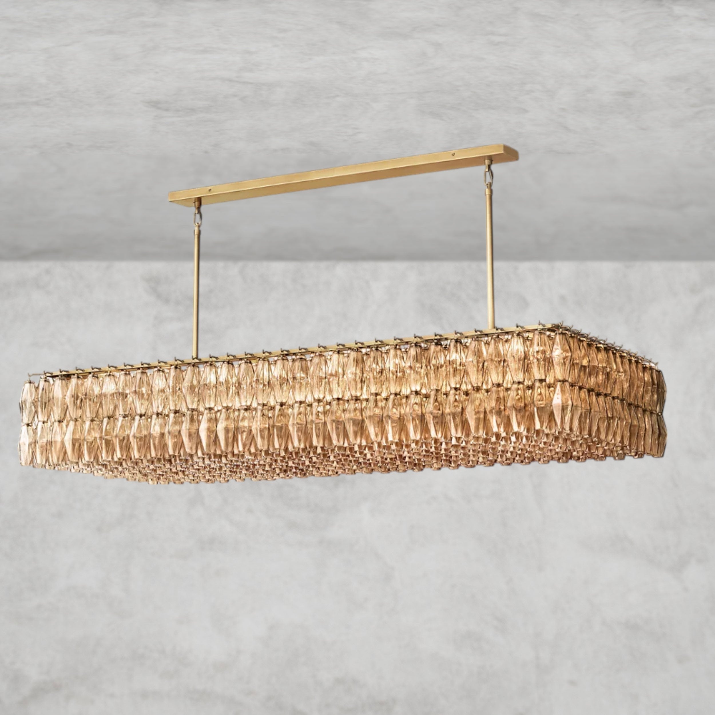 CHIARA CLEAR/ SMOKE GLASS RECTANGULAR CHANDELIER 54", 74"